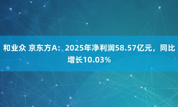 和业众 京东方A：2025年净利润58.57亿元，同比增长10.03%